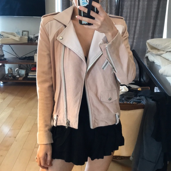 Iro Pink Leather Suede Biker Jacket Sz 